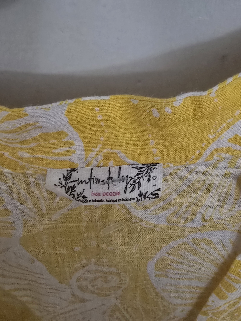 Free People Yellow White Floral Top